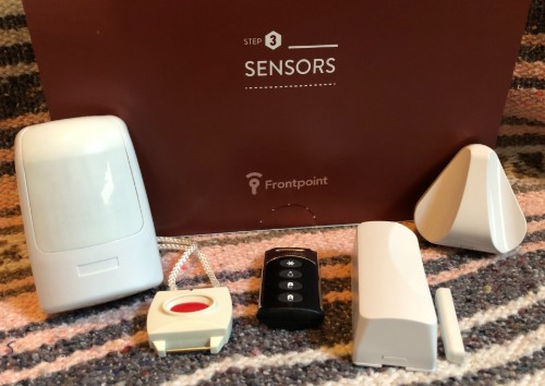 Some Frontpoint accessories include the motion sensor, panic pendant, key fob, long-range door and window sensor, and water leak sensor.