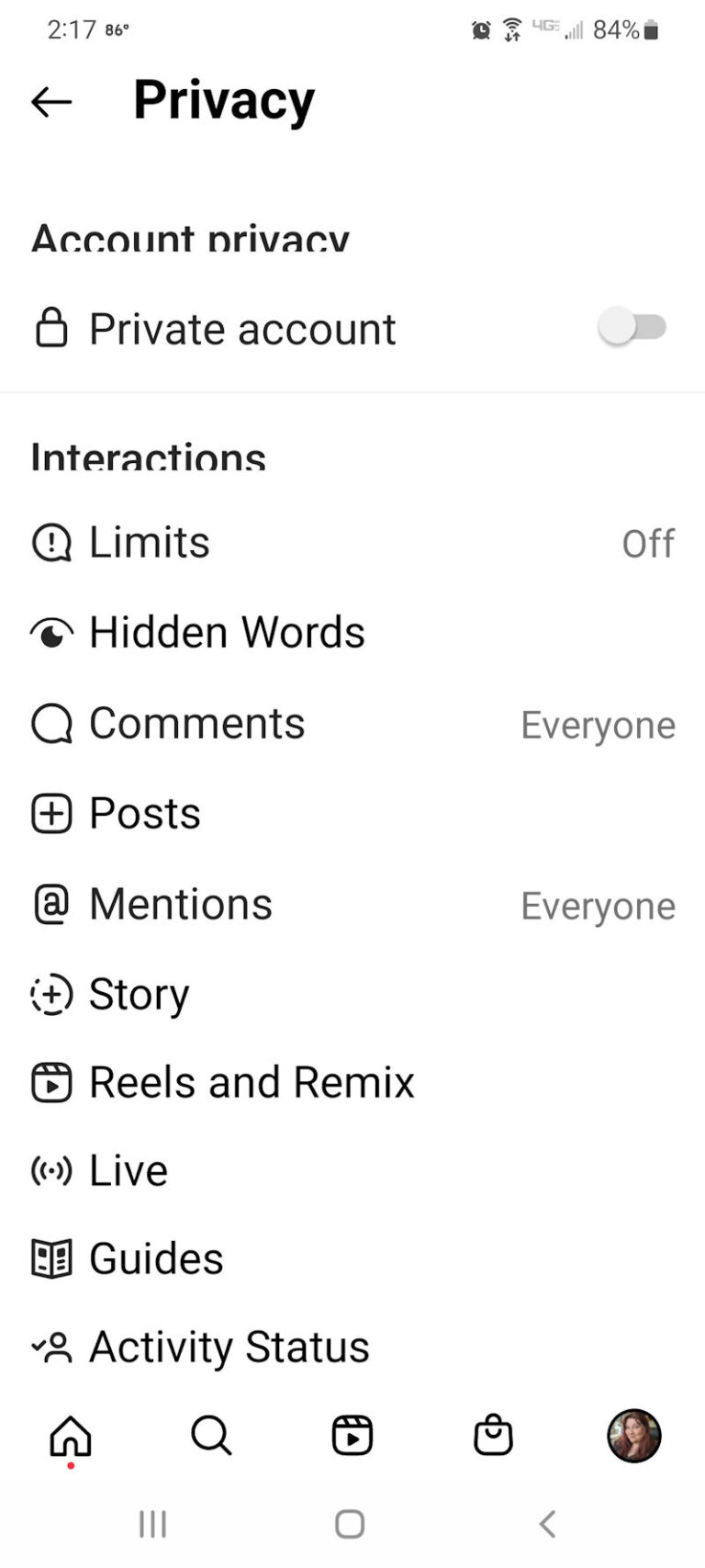 The privacy settings on Instagram lets you make your account private.